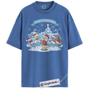 The Smurfs Shirt, Christmas Shirt, Animated Graphic Tee, Comfort Colors Shirt
