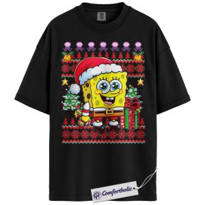SpongeBob SquarePants Shirt, Christmas Shirt, Animated Graphic Tee, Comfort Colors Shirt