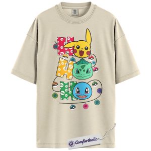 Pikachu Shirt, Bulbasaur Shirt, Squirtle Shirt, Pokemon Shirt, PKM Shirt, Christmas Shirt, Anime Graphic Tee, Comfort Colors Shirt