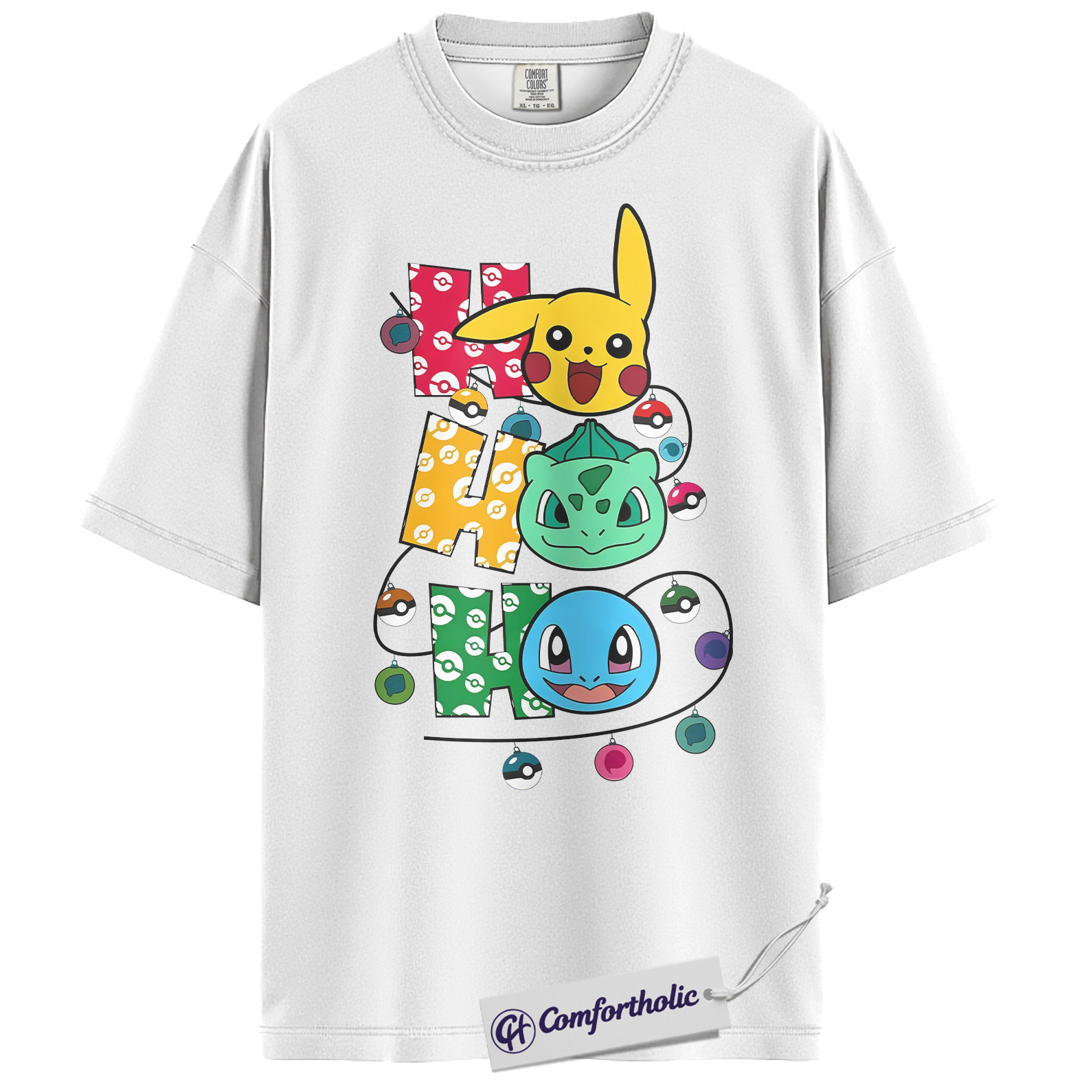 Pikachu Shirt, Bulbasaur Shirt, Squirtle Shirt, Pokemon Shirt, PKM Shirt, Christmas Shirt, Anime Graphic Tee, Comfort Colors Shirt - Image 2