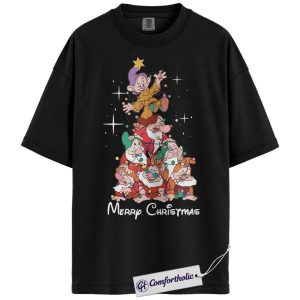 Alternative view of Snow White and the Seven Dwarfs Shirt, Christmas Shirt, Animated Graphic Tee, Comfort Colors Shirt