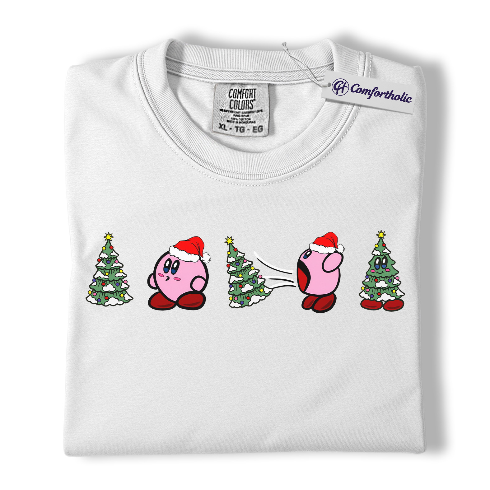 Kirby Shirt, Christmas Shirt, Game Graphic Tee, Comfort Colors Shirt - Image 2