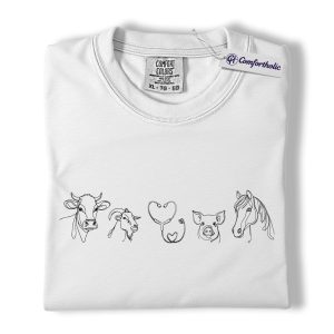 Alternative view of Country Vet Shirt, Farm Animal Line Art Graphic T-Shirt, Country Livestock Farm Veterinarian Tee, Gift for Vet Techs and Rural Animal Caregivers, Comfort Colors Shirt