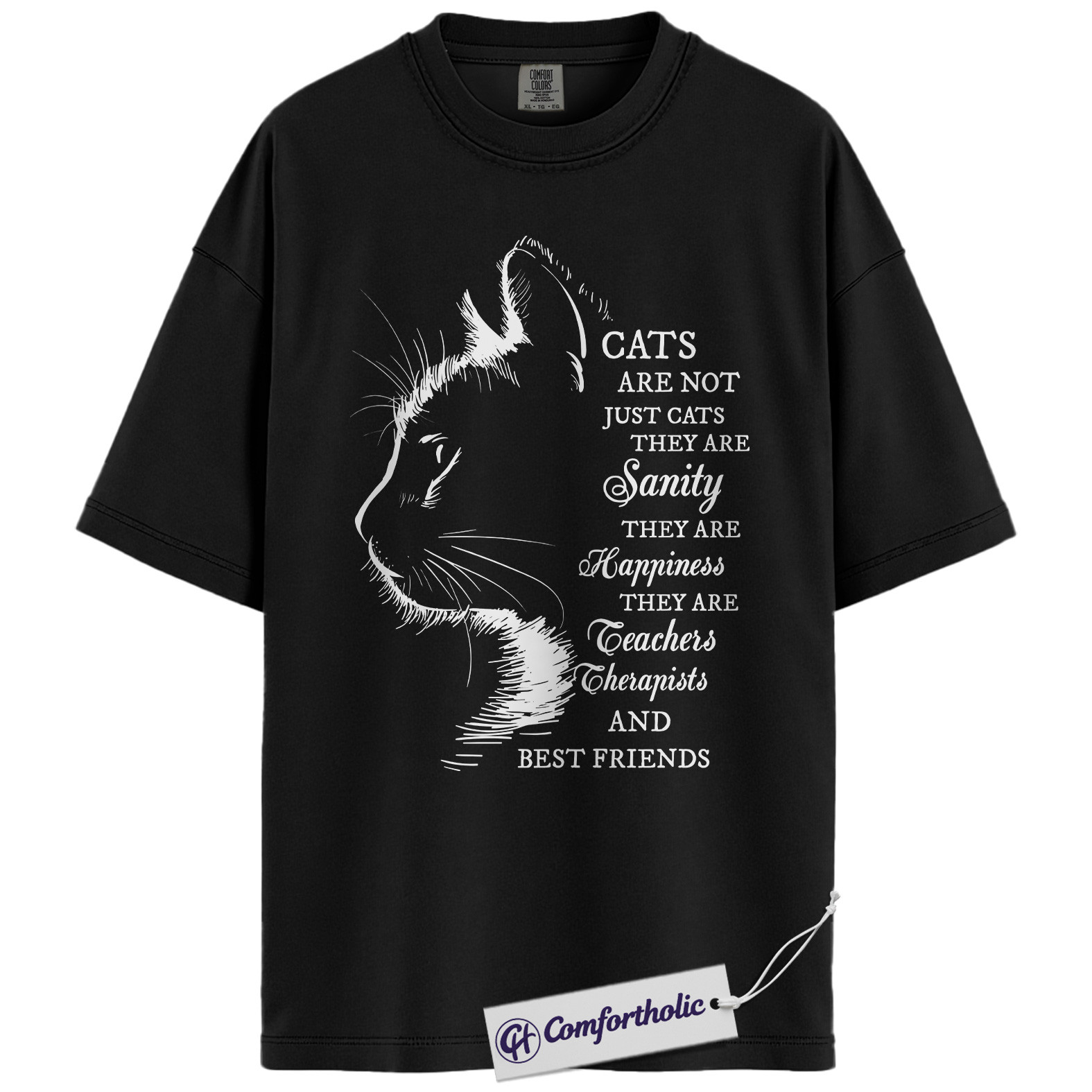 Cats Are Not Just Cats Shirt, Emotional Cat Lover Graphic T-Shirt, Hand Drawn Aesthetic Pet Lover Tee, Gift for Cat Moms, Comfort Colors Shirt - Image 3
