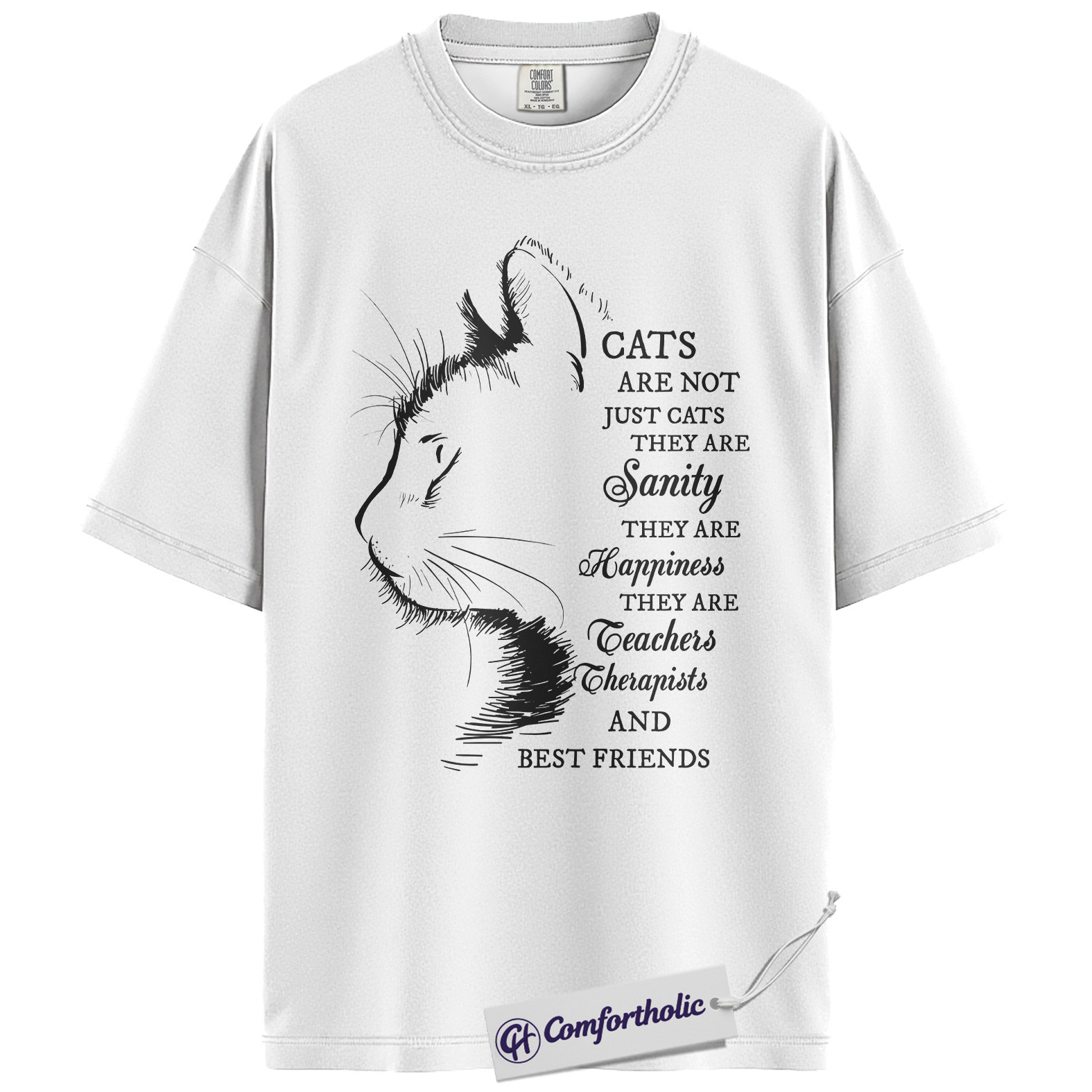 Cats Are Not Just Cats Shirt, Emotional Cat Lover Graphic T-Shirt, Hand Drawn Aesthetic Pet Lover Tee, Gift for Cat Moms, Comfort Colors Shirt - Image 2