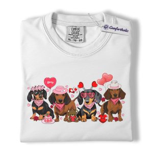 Alternative view of Dachshund Valentine Shirt, Cute Wiener Dog T-Shirt, Pink Puppy Love Graphic Tee, Dog Mom Valentine Gift, Comfort Colors Shirt