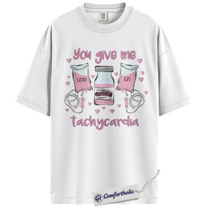 Alternative view of Tachycardia Nurse Shirt, Funny Medical Valentine T-Shirt, Cute Cardiac ICU Nurse Love Tee, Healthcare Worker Valentine Gift, Comfort Colors Shirt