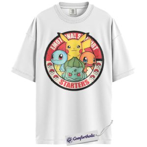 Alternative view of Pikachu Shirt, Bulbasaur Shirt, Squirtle Shirt, Charmander Shirt, Pokemon Shirt, Anime Graphic Tee, Comfort Colors Shirt