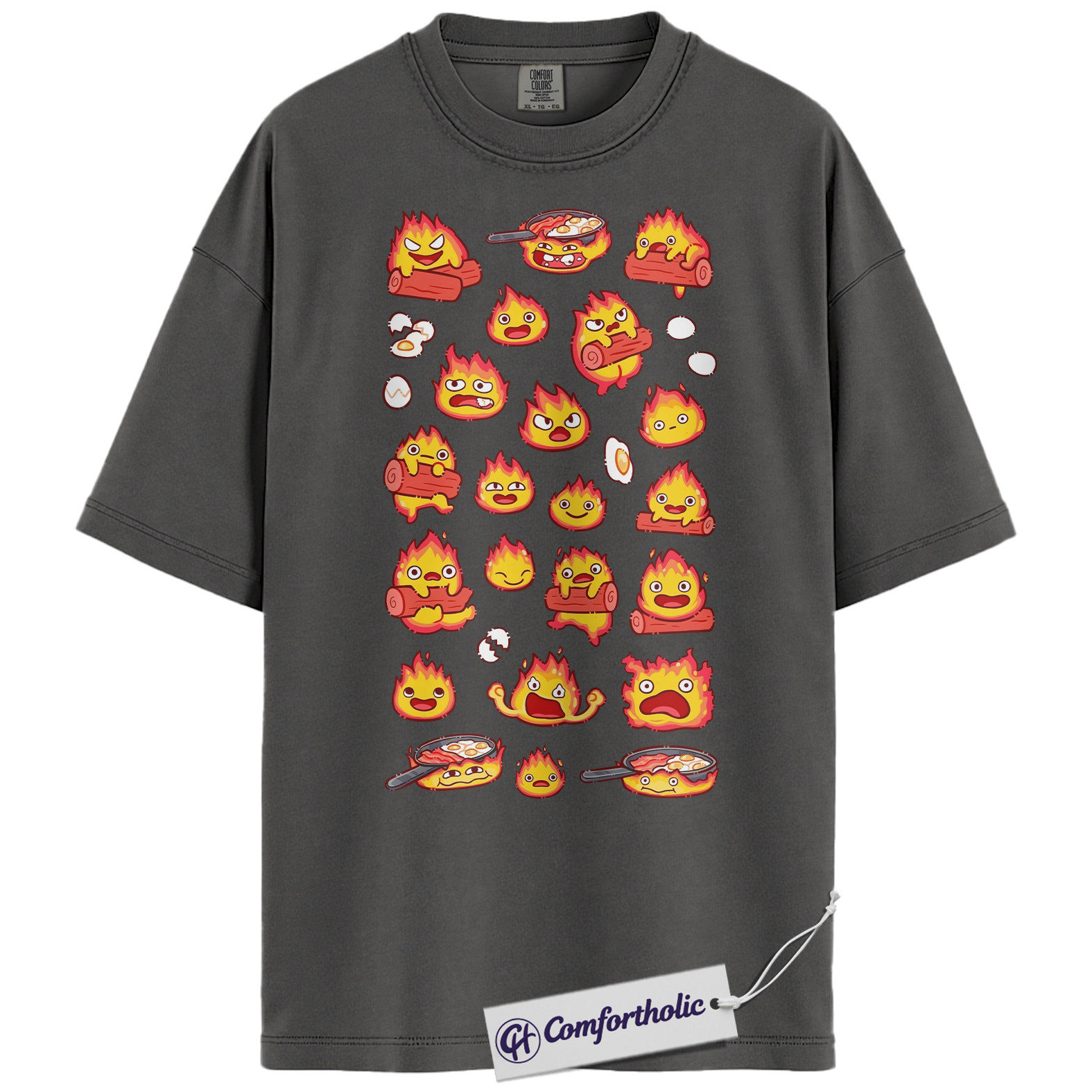 Calcifer Shirt, Howl's Moving Castle Shirt, Studio Ghibli Shirt, Anime Graphic Tee, Comfort Colors Shirt - Image 4