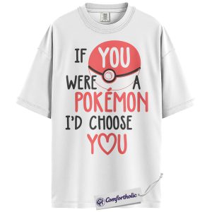 Alternative view of Pokemon Shirt, PKM Shirt, Valentine's Day Shirt, Anime Graphic Tee, Comfort Colors Shirt