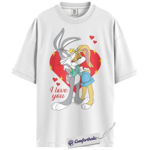 Alternative view of Bugs Bunny Shirt, Looney Tunes Shirt, Valentine's Day Shirt, Animated Graphic Tee, Comfort Colors Shirt