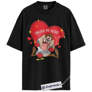 Tasmanian Devil Shirt, Looney Tunes Shirt, Valentine's Day Shirt, Animated Graphic Tee, Comfort Colors Shirt