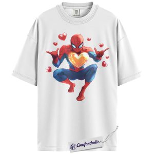 Alternative view of Spider-Man Shirt, Valentine's Day Shirt, Marvel Comics Graphic Tee, Comfort Colors Shirt