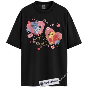 Lady and the Tramp Shirt, Valentine's Day Shirt, Animated Graphic Tee, Comfort Colors Shirt