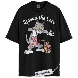 Tom and Jerry Shirt, Valentine's Day Shirt, Animated Graphic Tee, Comfort Colors Shirt