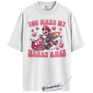 Alternative view of Super Mario Shirt, Valentine's Day Shirt, Game Graphic Tee, Comfort Colors Shirt