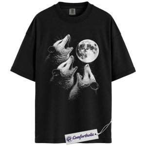 Three Possum Moon Shirt, Funny Opossum Howling at the Moon T-Shirt, Vintage Wildlife Animal Lover Graphic Tee, Gift for Forest and Possum Fans, Comfort Colors Shirt