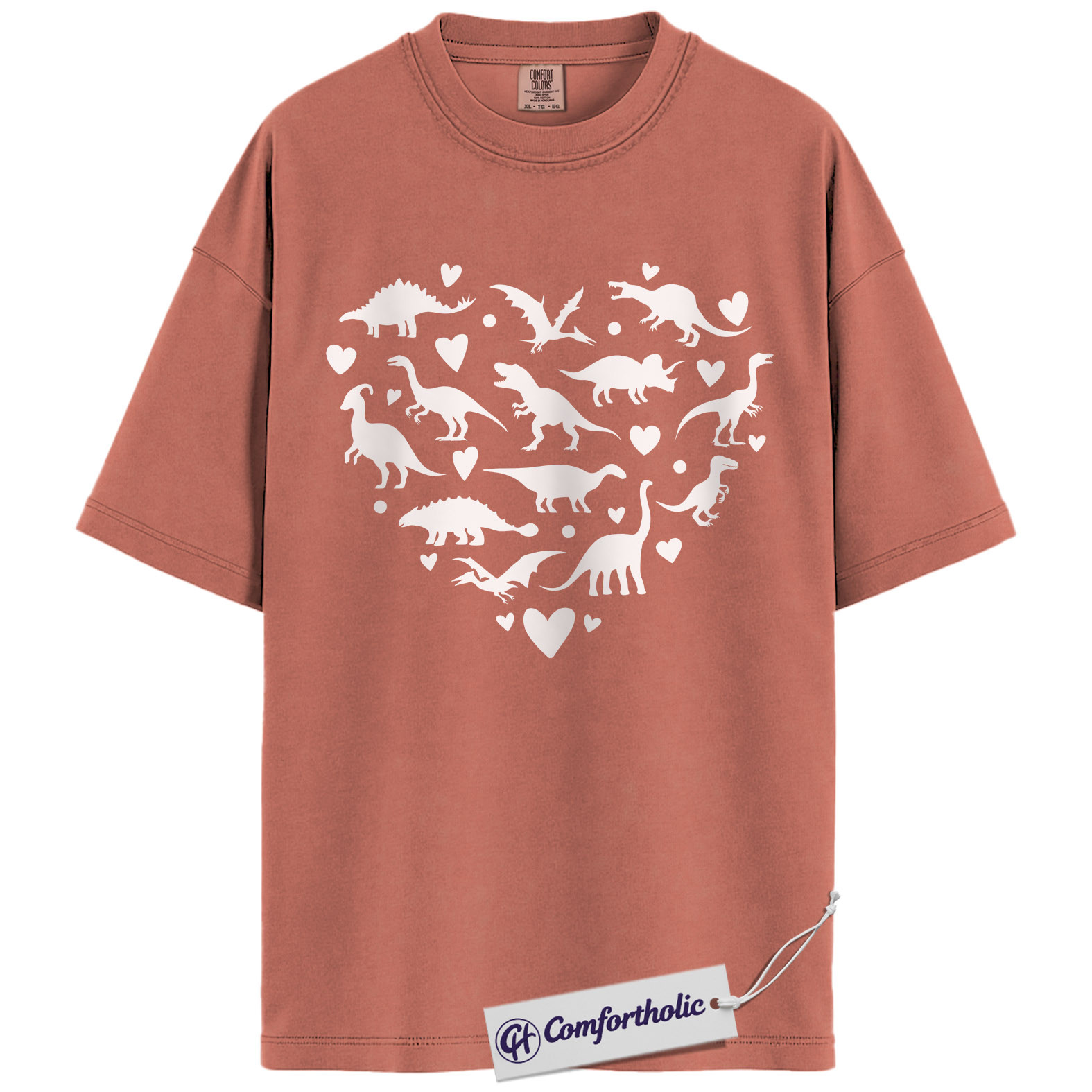 Dinosaur Heart Shirt, Cute Dino Valentine T-Shirt, Romantic Love Graphic Tee, Valentine Gift for Dinosaur Lovers, Comfort Colors Shirt - Image 7