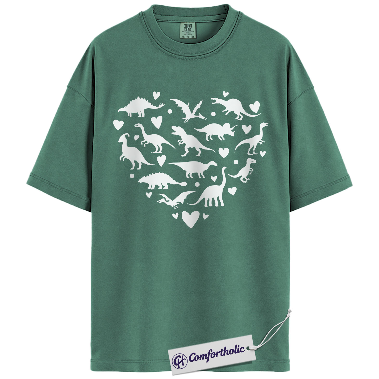 Dinosaur Heart Shirt, Cute Dino Valentine T-Shirt, Romantic Love Graphic Tee, Valentine Gift for Dinosaur Lovers, Comfort Colors Shirt - Image 10
