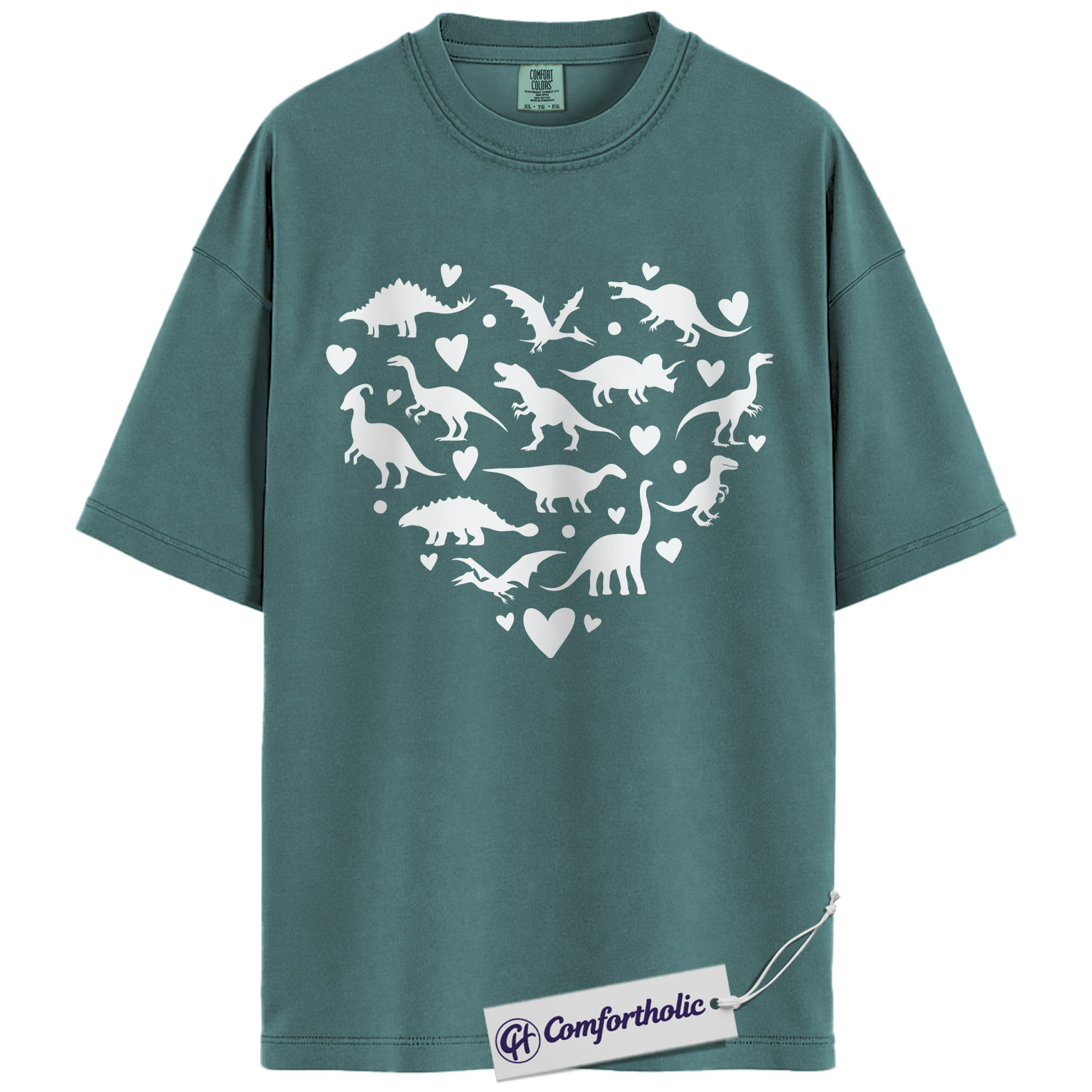 Dinosaur Heart Shirt, Cute Dino Valentine T-Shirt, Romantic Love Graphic Tee, Valentine Gift for Dinosaur Lovers, Comfort Colors Shirt - Image 11