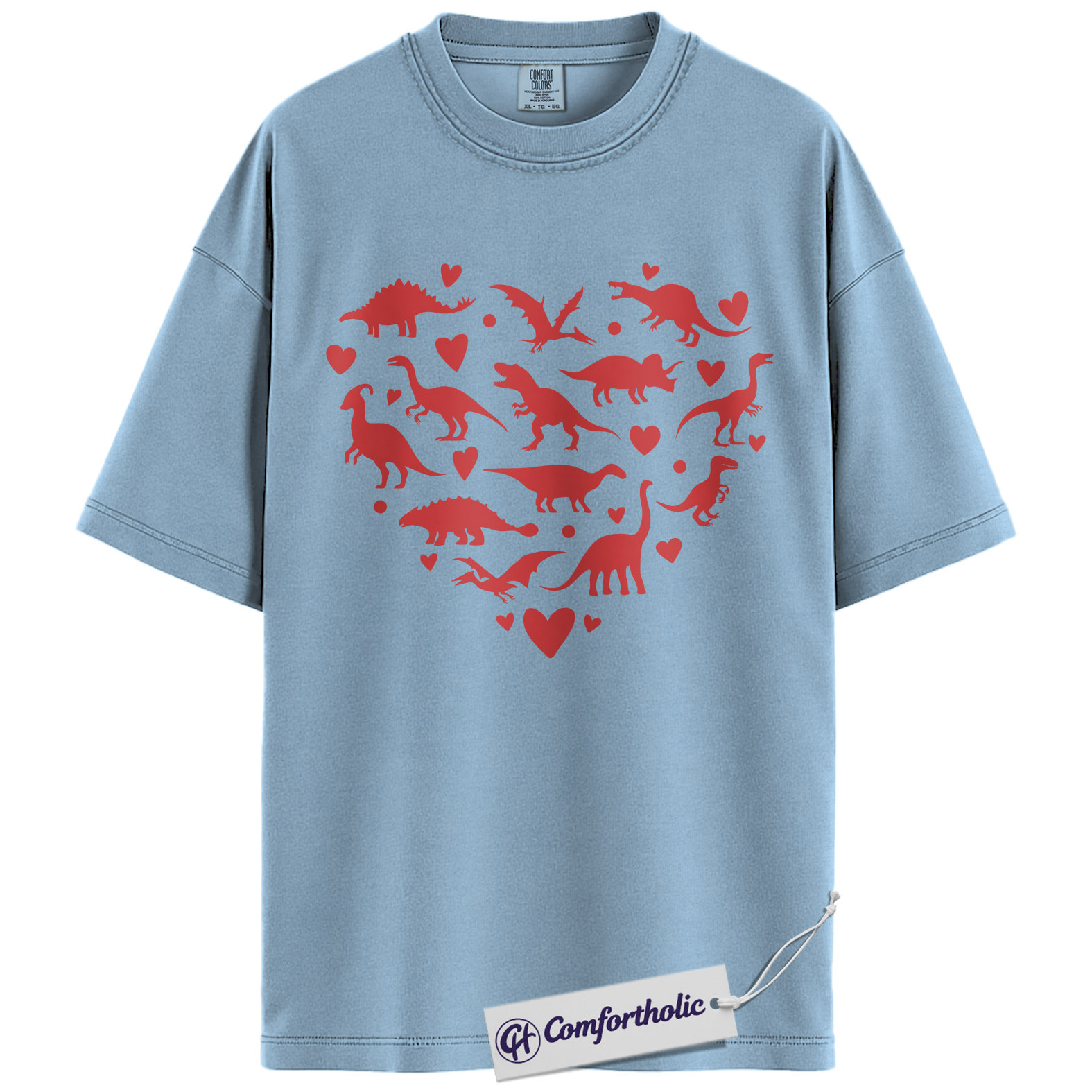 Dinosaur Heart Shirt, Cute Dino Valentine T-Shirt, Romantic Love Graphic Tee, Valentine Gift for Dinosaur Lovers, Comfort Colors Shirt - Image 14
