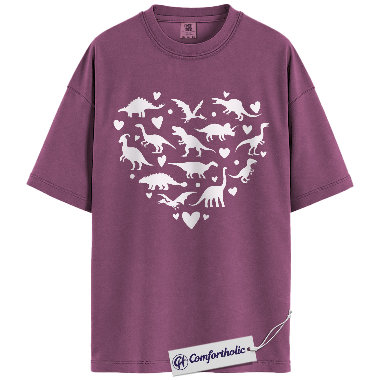 Dinosaur Heart Shirt, Cute Dino Valentine T-Shirt, Romantic Love Graphic Tee, Valentine Gift for Dinosaur Lovers, Comfort Colors Shirt - Image 15