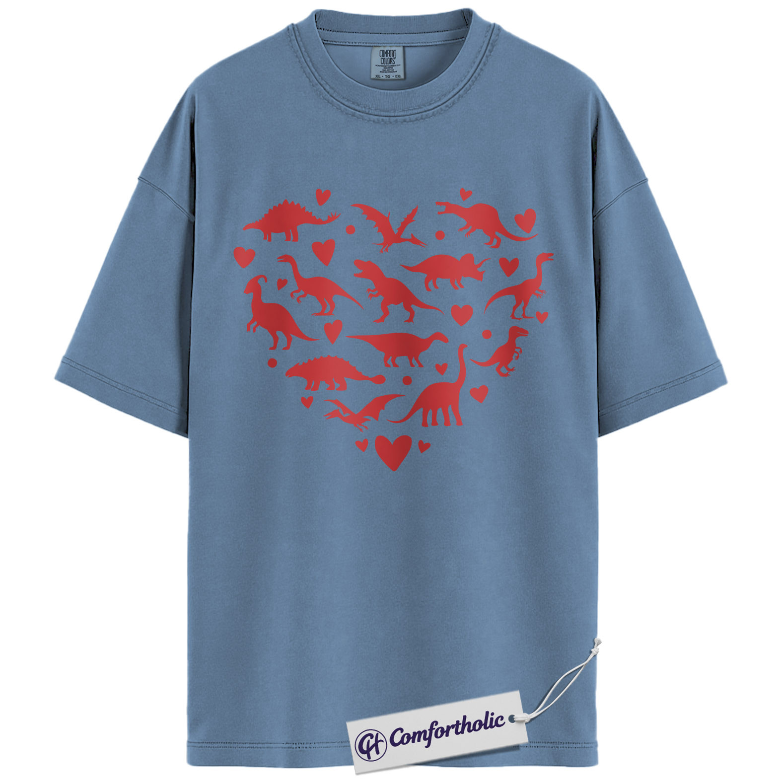 Dinosaur Heart Shirt, Cute Dino Valentine T-Shirt, Romantic Love Graphic Tee, Valentine Gift for Dinosaur Lovers, Comfort Colors Shirt - Image 17