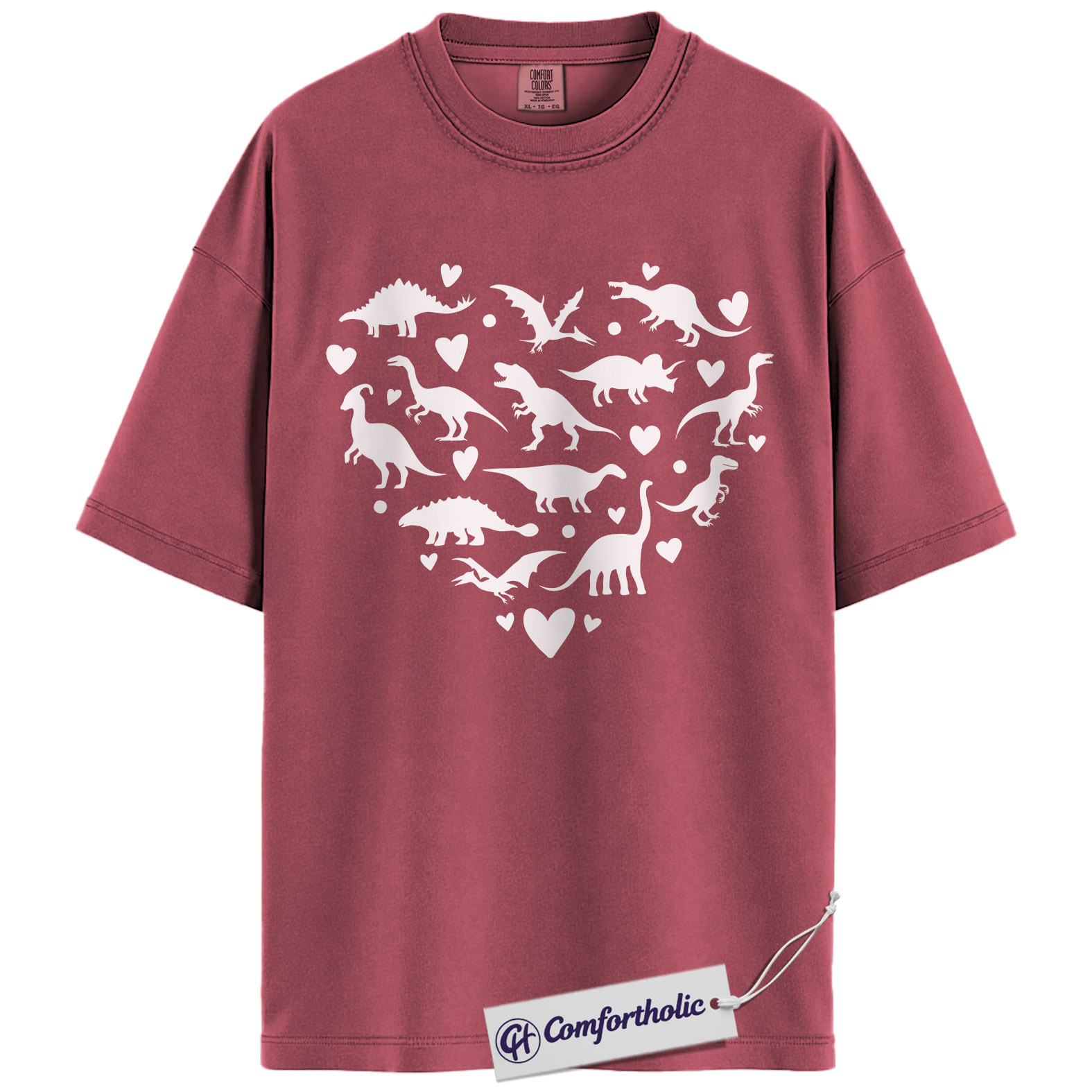 Dinosaur Heart Shirt, Cute Dino Valentine T-Shirt, Romantic Love Graphic Tee, Valentine Gift for Dinosaur Lovers, Comfort Colors Shirt - Image 18