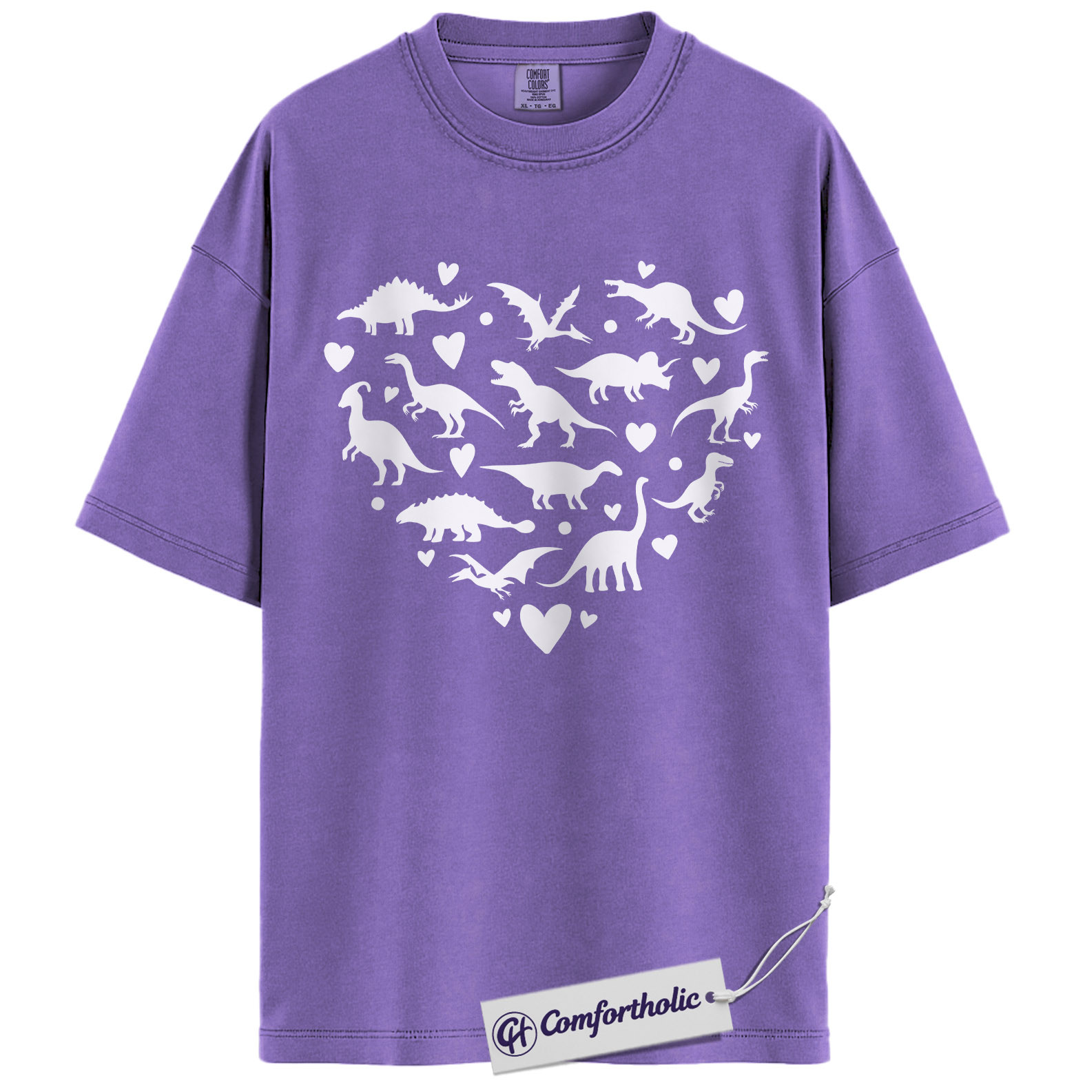 Dinosaur Heart Shirt, Cute Dino Valentine T-Shirt, Romantic Love Graphic Tee, Valentine Gift for Dinosaur Lovers, Comfort Colors Shirt - Image 20