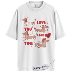 Alternative view of Dachshund Dog Shirt, Love You Long Time Valentine T-Shirt, Cute Dog Graphic Tee, Valentine Gift for Wiener Dog Lovers, Comfort Colors Shirt