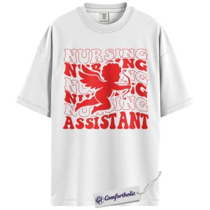 Alternative view of Nursing Assistant Shirt, Cute CNA Valentine Graphic Tee, Funny Healthcare Worker T-Shirt, Valentine Gift for Nursing Assistants, Comfort Colors Shirt