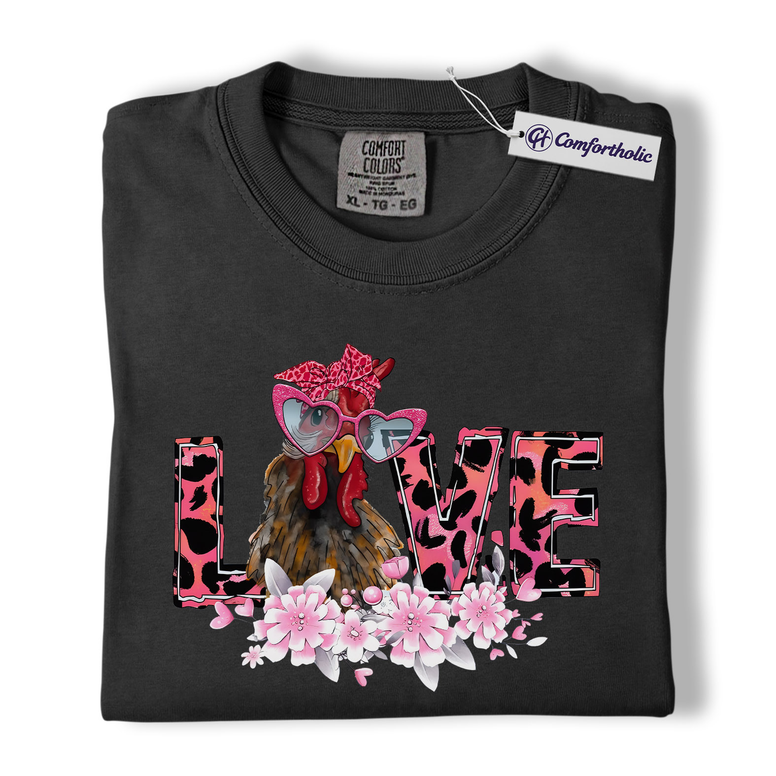 Valentine Chicken Love Shirt, Funny Farm Animal Graphic Tee, Cute Chicken Lover T-Shirt, Sweet Gift for Chicken Moms, Comfort Colors Shirt - Image 3