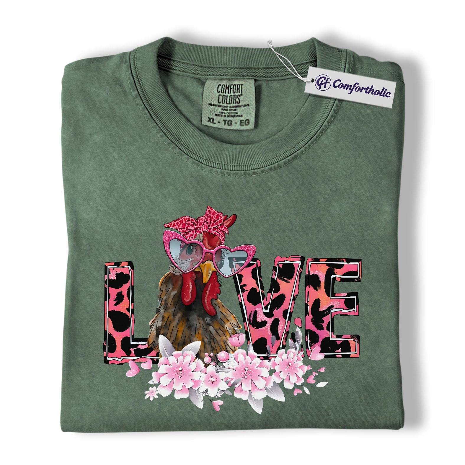 Valentine Chicken Love Shirt, Funny Farm Animal Graphic Tee, Cute Chicken Lover T-Shirt, Sweet Gift for Chicken Moms, Comfort Colors Shirt - Image 6
