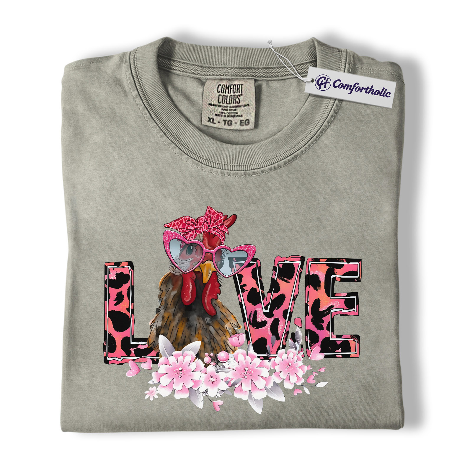 Valentine Chicken Love Shirt, Funny Farm Animal Graphic Tee, Cute Chicken Lover T-Shirt, Sweet Gift for Chicken Moms, Comfort Colors Shirt - Image 7