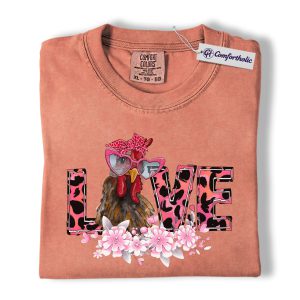Valentine Chicken Love Shirt, Funny Farm Animal Graphic Tee, Cute Chicken Lover T-Shirt, Sweet Gift for Chicken Moms, Comfort Colors Shirt