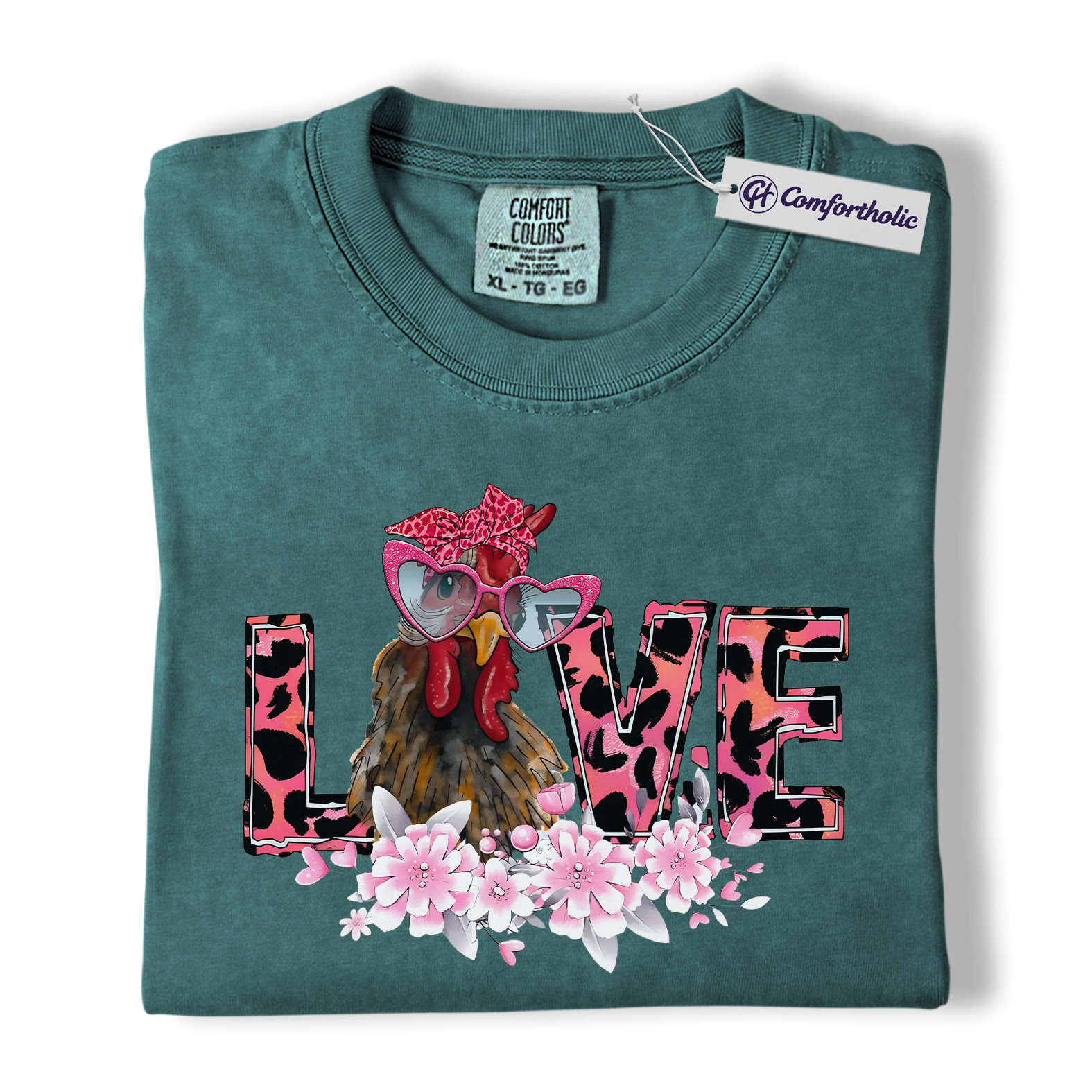 Valentine Chicken Love Shirt, Funny Farm Animal Graphic Tee, Cute Chicken Lover T-Shirt, Sweet Gift for Chicken Moms, Comfort Colors Shirt - Image 11