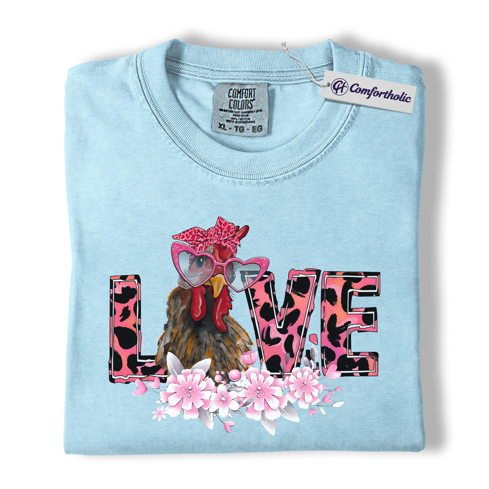 Valentine Chicken Love Shirt, Funny Farm Animal Graphic Tee, Cute Chicken Lover T-Shirt, Sweet Gift for Chicken Moms, Comfort Colors Shirt - Image 14