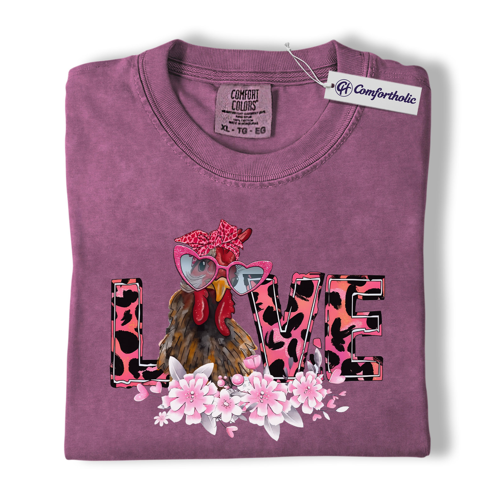 Valentine Chicken Love Shirt, Funny Farm Animal Graphic Tee, Cute Chicken Lover T-Shirt, Sweet Gift for Chicken Moms, Comfort Colors Shirt - Image 15