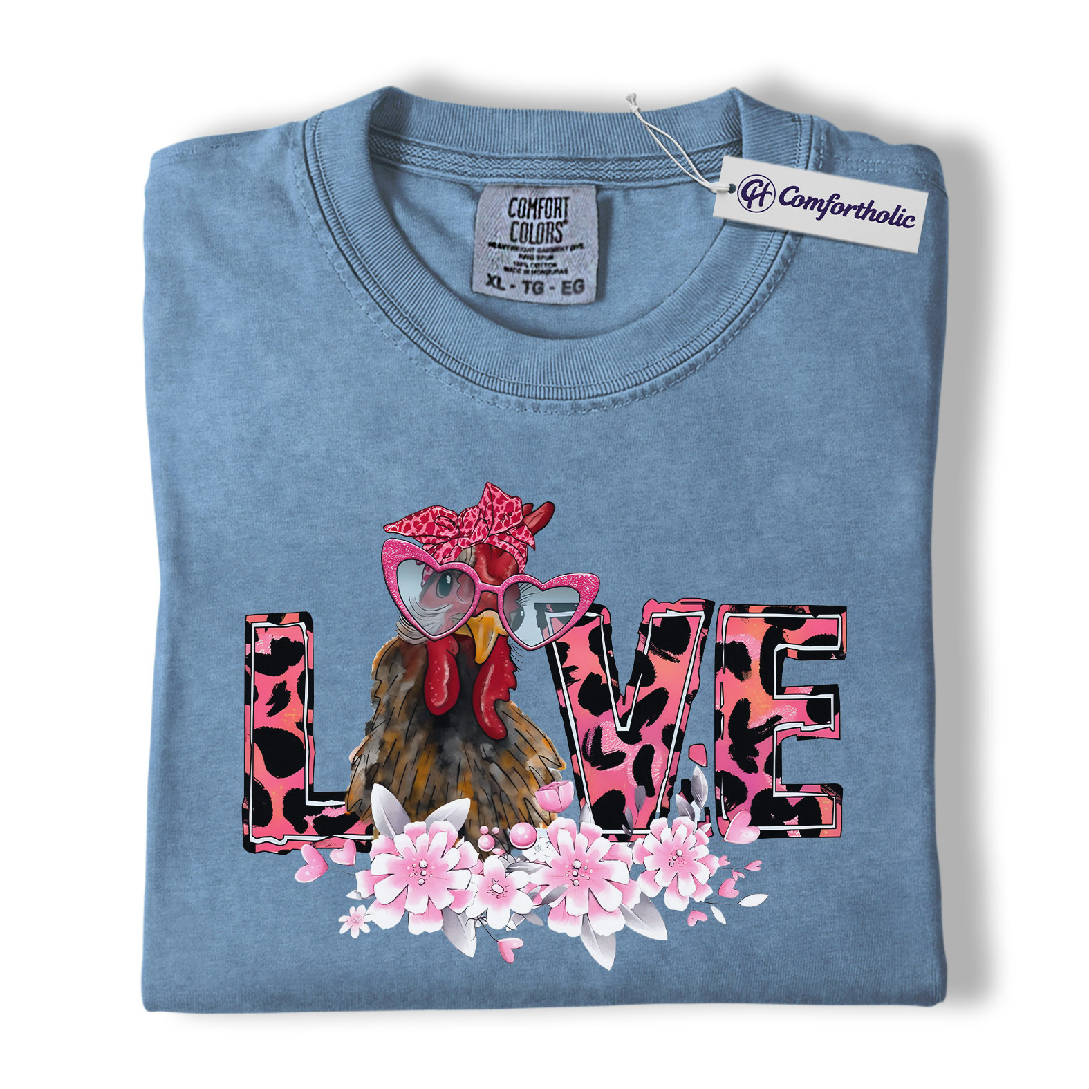 Valentine Chicken Love Shirt, Funny Farm Animal Graphic Tee, Cute Chicken Lover T-Shirt, Sweet Gift for Chicken Moms, Comfort Colors Shirt - Image 17