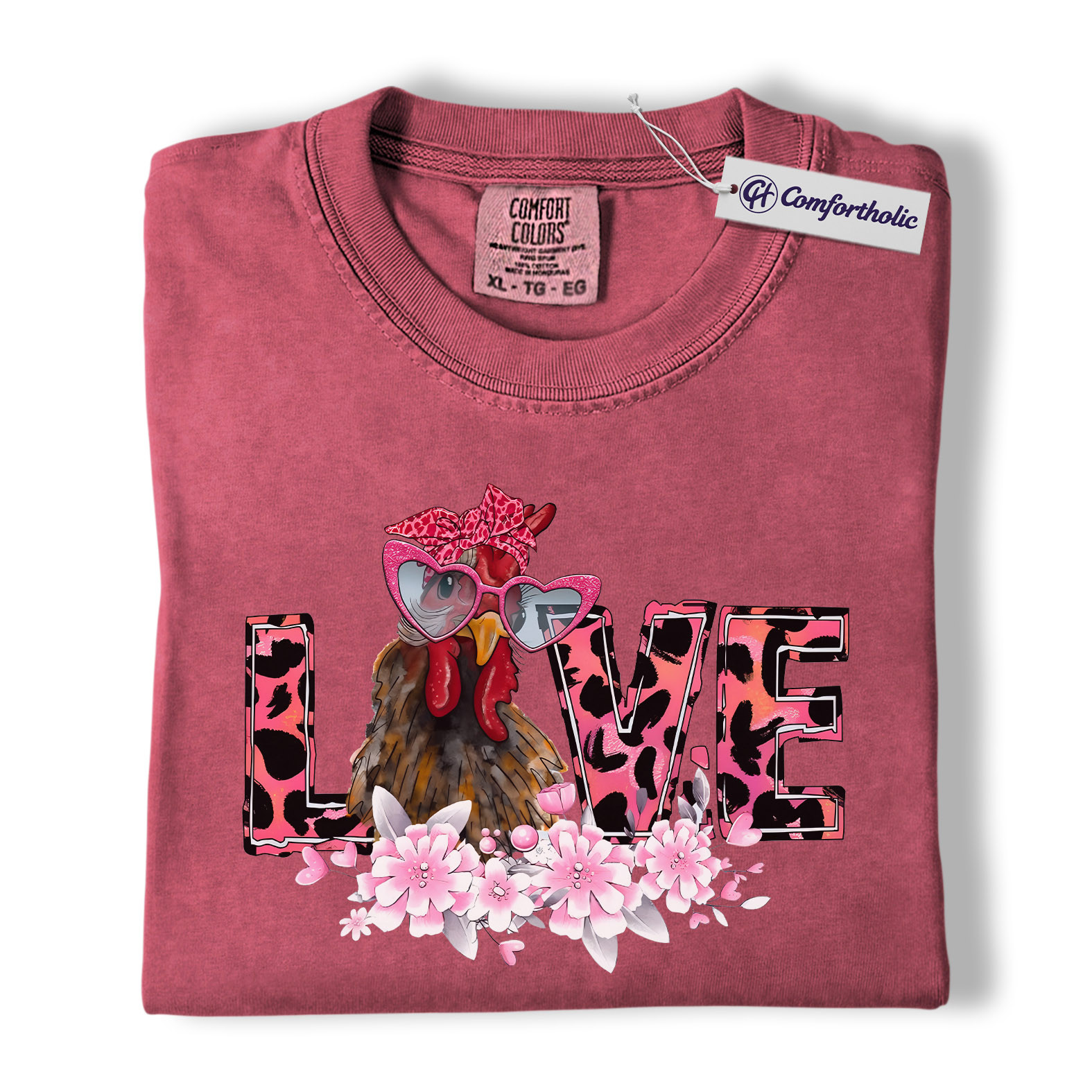 Valentine Chicken Love Shirt, Funny Farm Animal Graphic Tee, Cute Chicken Lover T-Shirt, Sweet Gift for Chicken Moms, Comfort Colors Shirt - Image 18