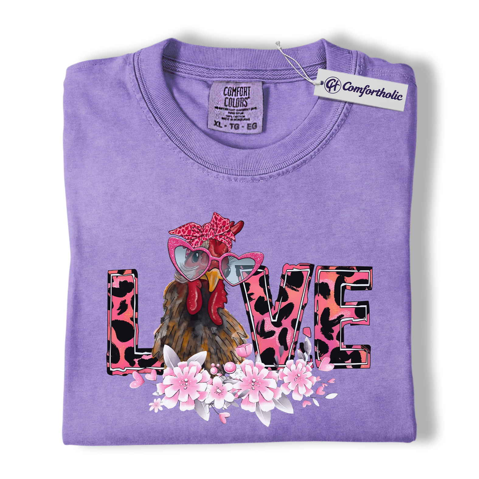 Valentine Chicken Love Shirt, Funny Farm Animal Graphic Tee, Cute Chicken Lover T-Shirt, Sweet Gift for Chicken Moms, Comfort Colors Shirt - Image 20