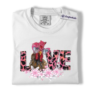 Alternative view of Valentine Chicken Love Shirt, Funny Farm Animal Graphic Tee, Cute Chicken Lover T-Shirt, Sweet Gift for Chicken Moms, Comfort Colors Shirt