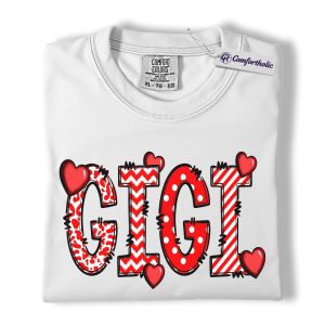 Alternative view of Gigi Shirt, Valentine Heart Graphic Tee, Cute Grandma T-Shirt, Valentine Gift for Gigi, Comfort Colors Shirt