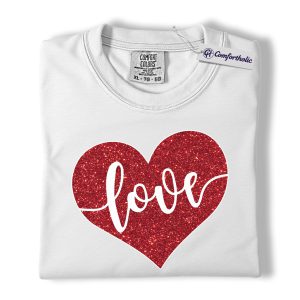 Alternative view of Love Shirt, Glitter Heart Valentine Graphic Tee, Cute Romantic T-Shirt, Valentine Gift for Her, Comfort Colors Shirt