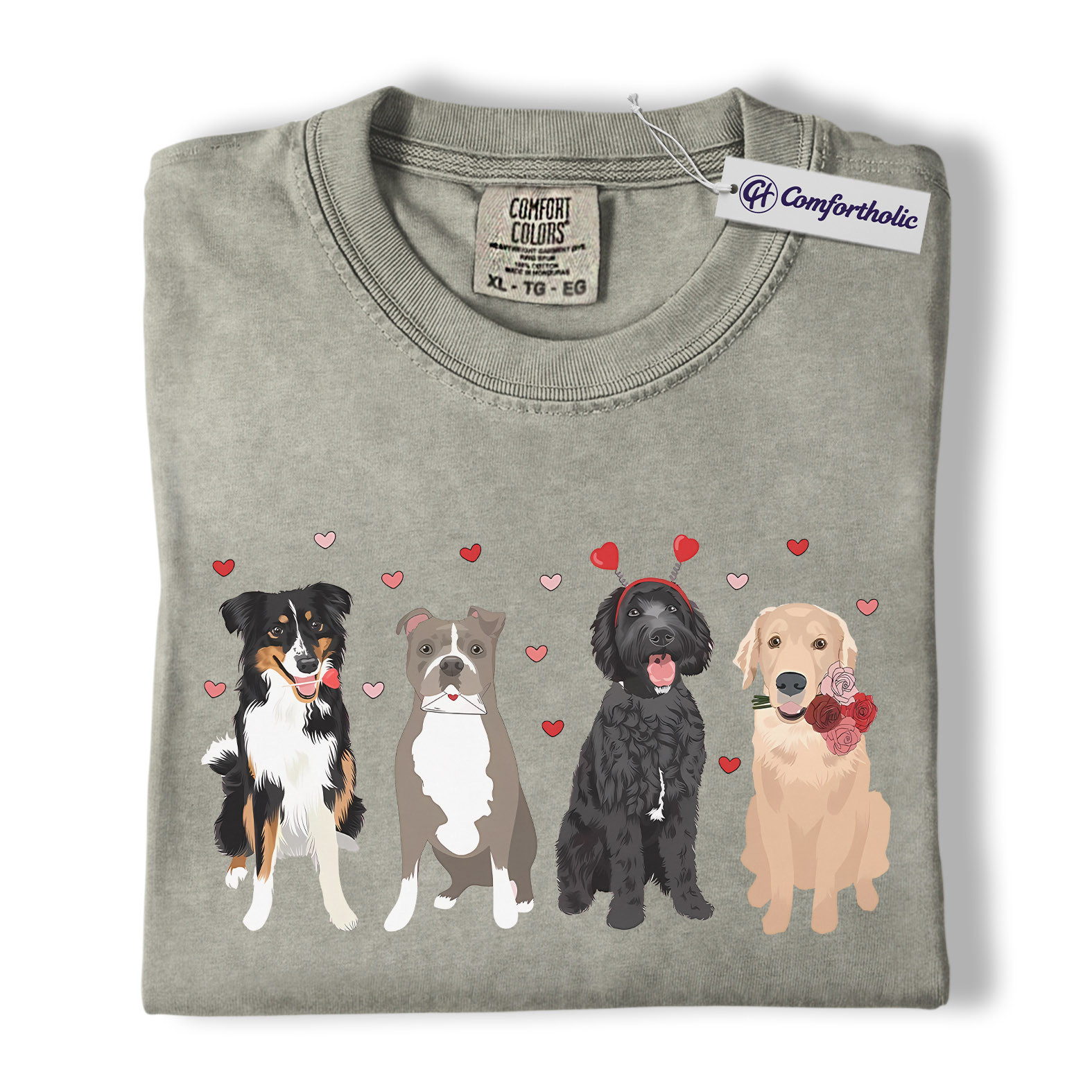 Dog Valentine Shirt, Cute Dog Graphic Tee, Pet Lover T-Shirt, Valentine Gift for Dog Moms, Comfort Colors Shirt - Image 7