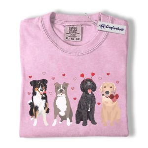 Dog Valentine Shirt, Cute Dog Graphic Tee, Pet Lover T-Shirt, Valentine Gift for Dog Moms, Comfort Colors Shirt