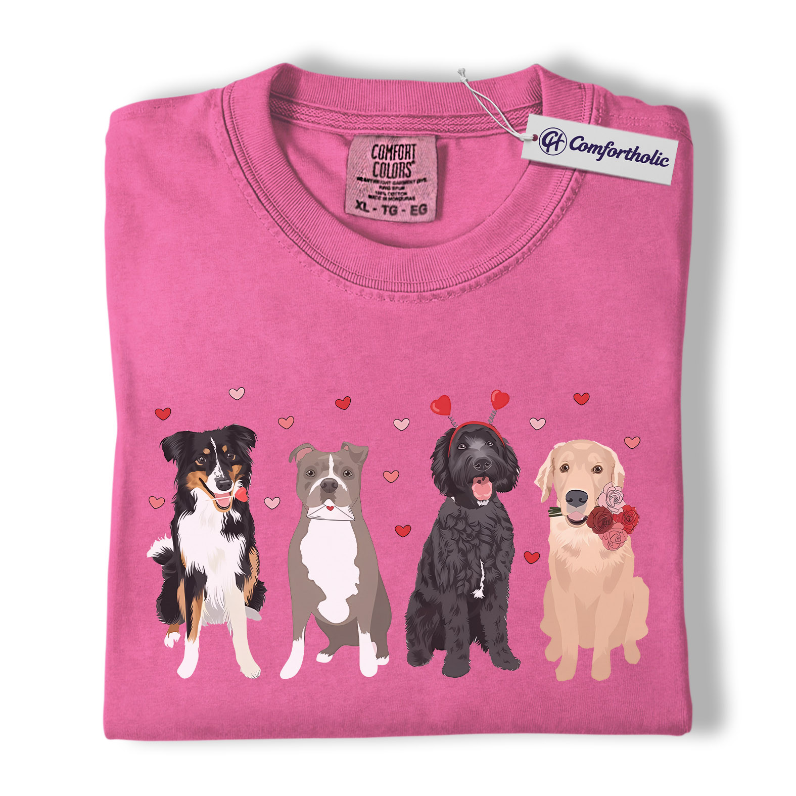 Dog Valentine Shirt, Cute Dog Graphic Tee, Pet Lover T-Shirt, Valentine Gift for Dog Moms, Comfort Colors Shirt - Image 16