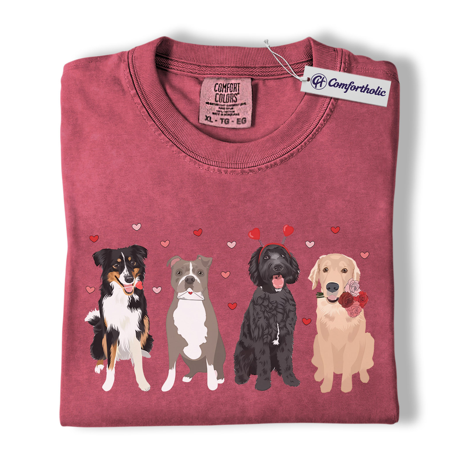 Dog Valentine Shirt, Cute Dog Graphic Tee, Pet Lover T-Shirt, Valentine Gift for Dog Moms, Comfort Colors Shirt - Image 18