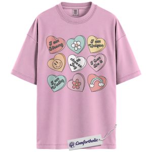 Affirmation Hearts Valentine Shirt, Positive Self Love Heart Graphic Tee, Cute Mental Health T-Shirt, Valentine's Day Gift for Women, Comfort Colors Shirt