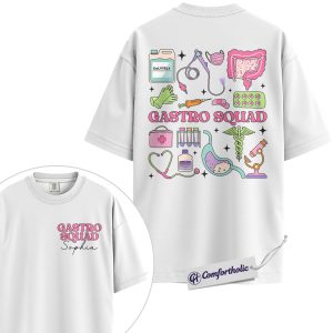 Alternative view of Personalized Gastro Squad Shirt, Custom Name Medical Icons Graphic Tee, Gastroenterology Nurse T-Shirt, Nurse Week Gift for GI Nurses & Endoscopy Team, Comfort Colors Shirt